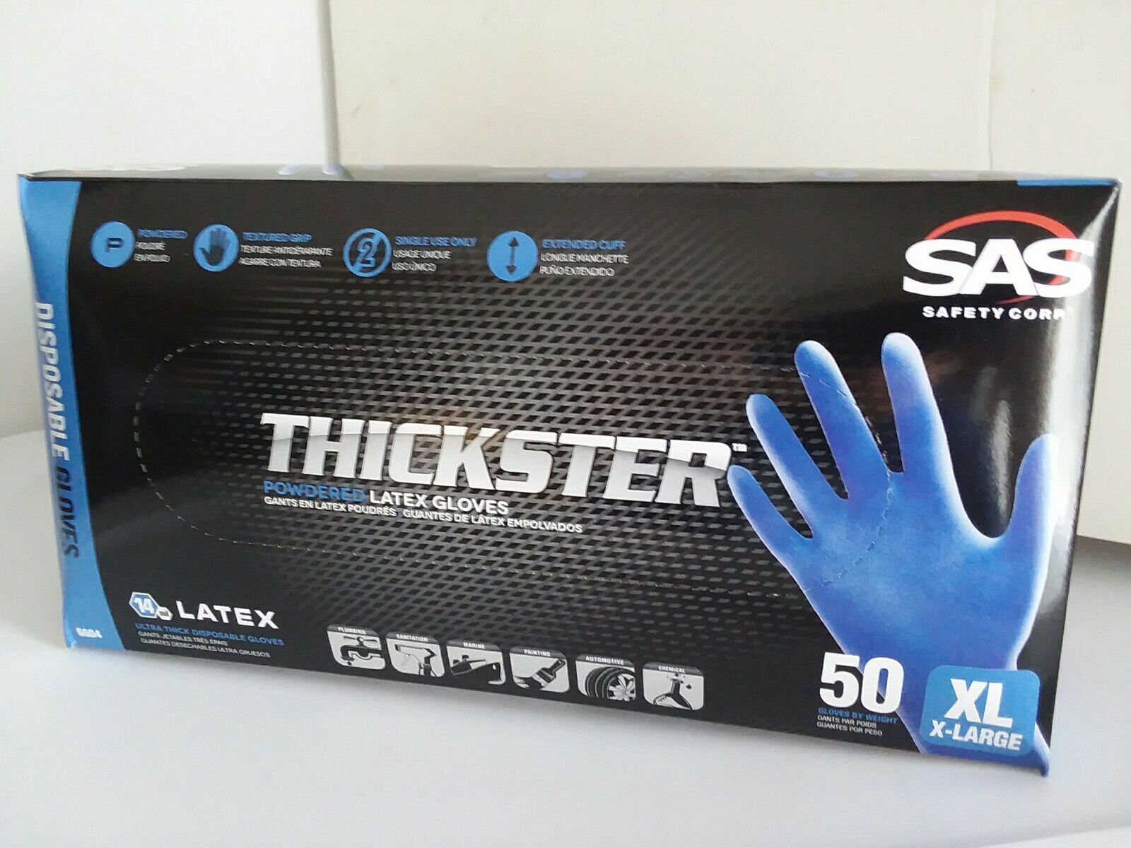 SAS Safety Thickster Powered Latex Disposable Gloves Size X L 14 Mil 50 Count
