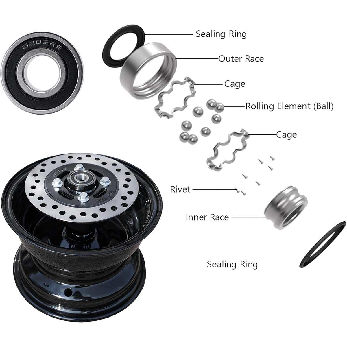 JMCH Front Rim Hydraulic Disc Brake Kit for Coleman BT200X CT200U-EX MB200