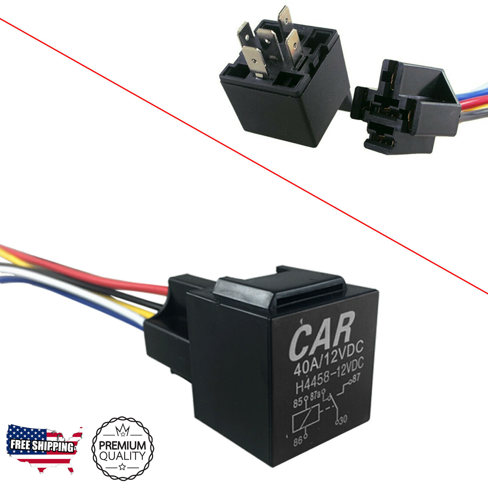 SPDT 5-Pin 12V 30/40A Automotive Bosch Style Socket Relays Wiring For Auto Cars