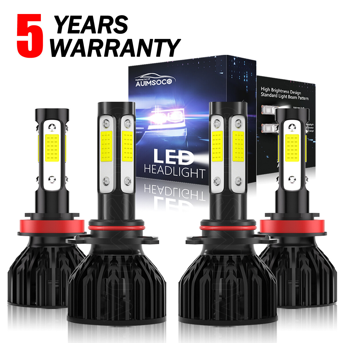 H11 9005 LED Headlight Super Bright Bulbs Kit 1000K White 360000LM High/Low Beam