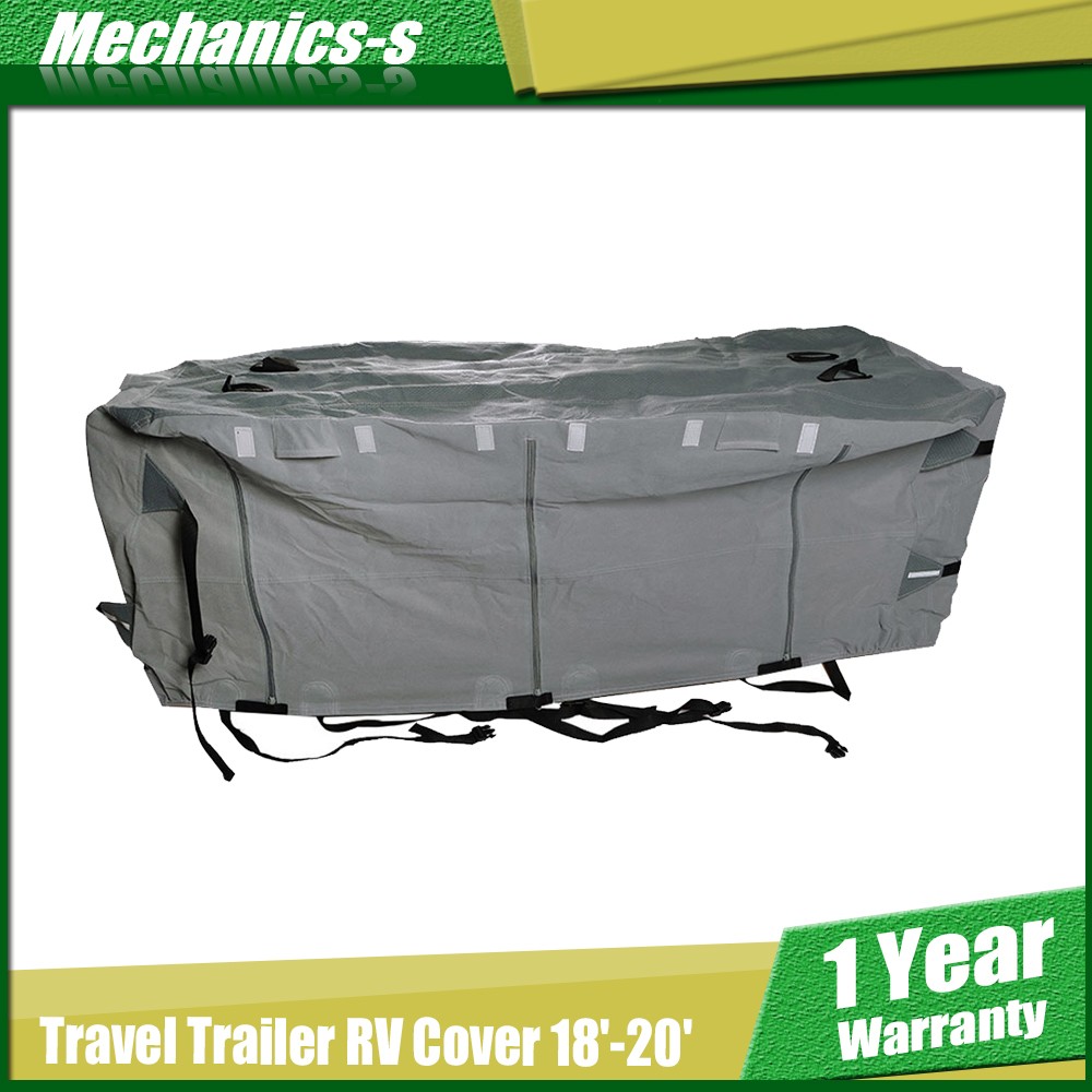 For 18′-20′ Camper Travel Trailer RV Cover Waterproof Non-Woven Fabric Gray