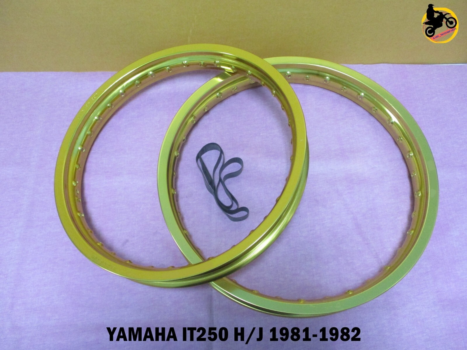 YAMAHA IT250 H/J 1981-1982 ALU GOLD FRONT+ REAR WHEEL RIM SET SERIES7 *nan4162*