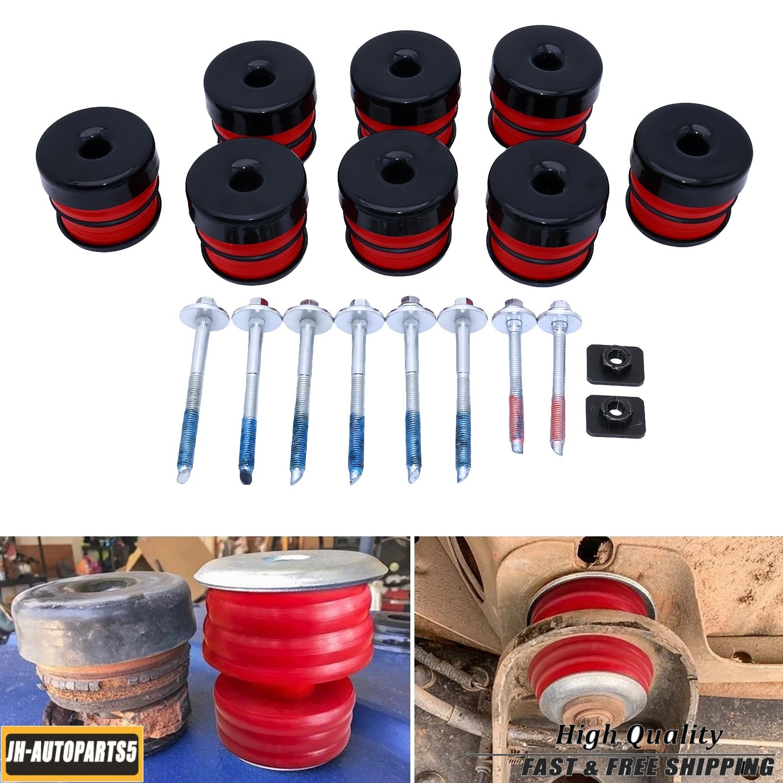 Silicone Body Mount Bushings Kit Bolt For Ford F250 F350 08-16 Crew Cab 2WD 4WD