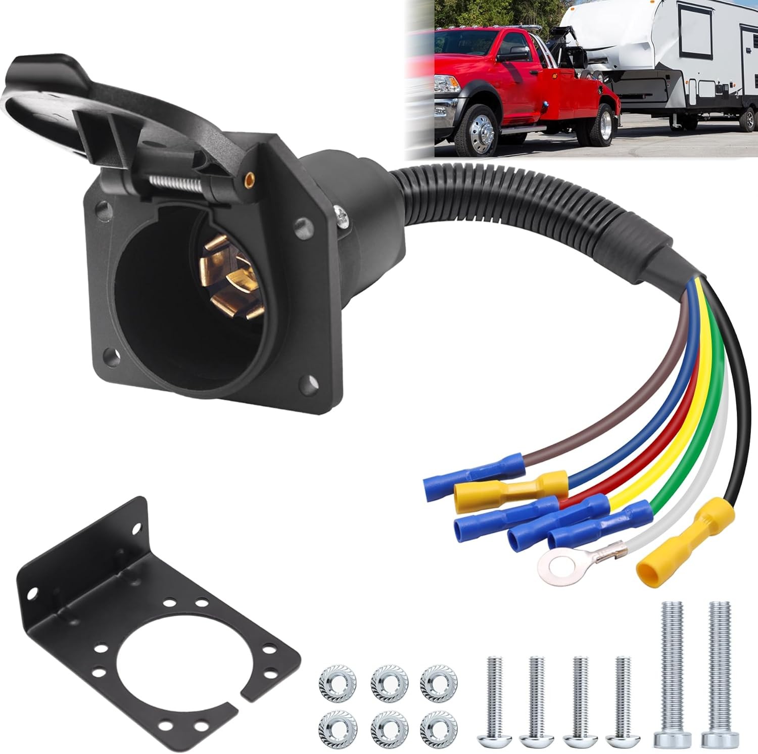 7 Pin Trailer Plug,7 Way RV Light Connector 7 Plug