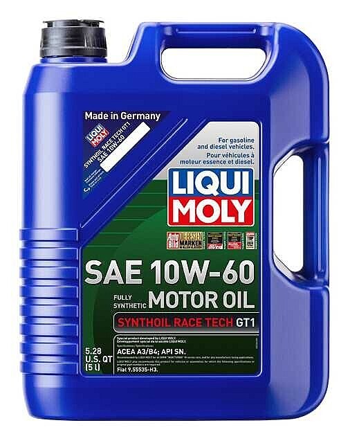 Liqui Moly 2024 Synthoil Race Tech GT1 SAE 10W-60 Synthetic Motor Oil, 5 Liters