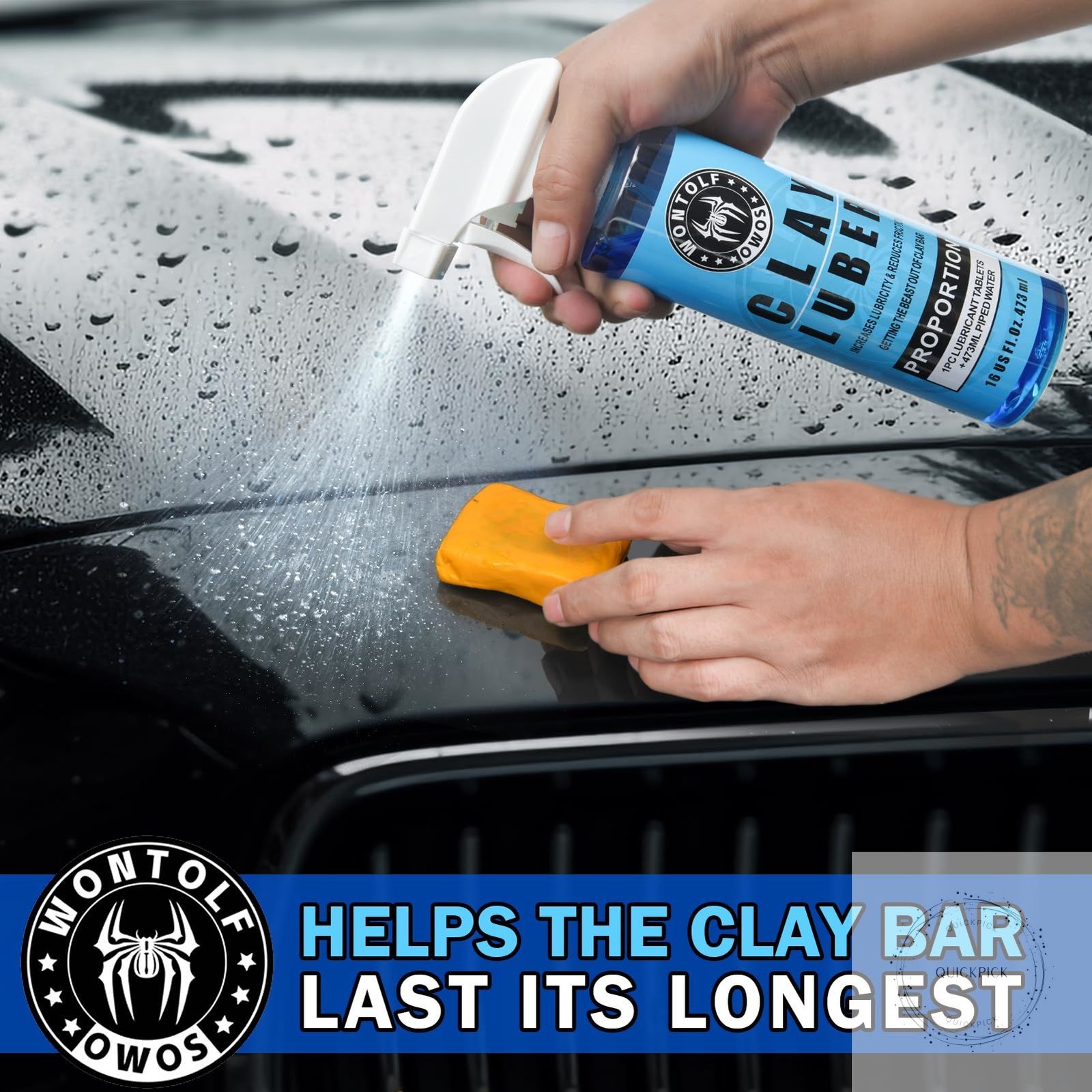Car Clay Bars Auto Detailing and Clay Luber Synthetic Lubricant Kit, 4 Clay Bars