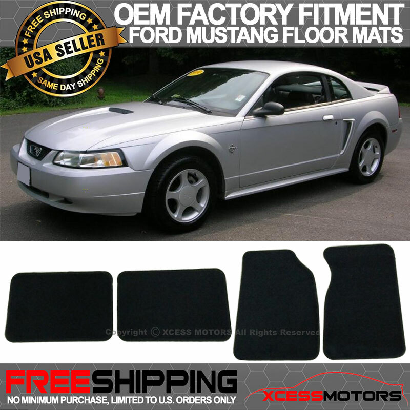 Fit 99-04 Mustang OE Factory Fitment Floor Mats Carpet Front & Rear Nylon Black