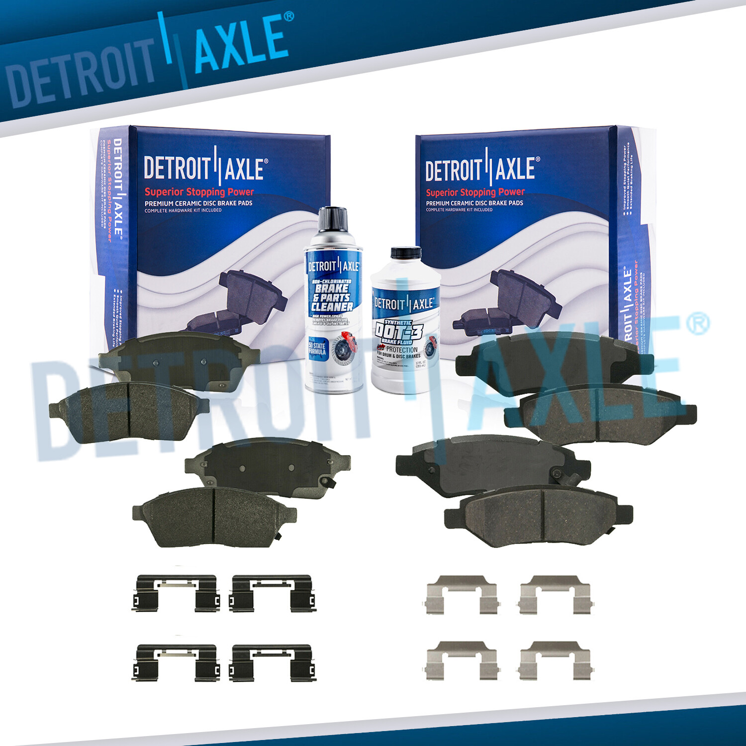 Front and Rear Ceramic Brake Pad Kit with Hardware for 2010-2016 Cadillac SRX