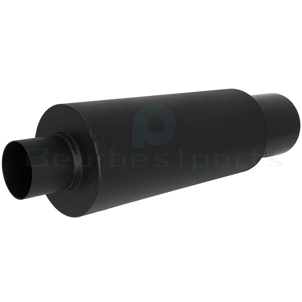 4″ N1 Carbon Tip Black Stainless Weld-On Exhaust Muffler 2.5″ Inlet Universal