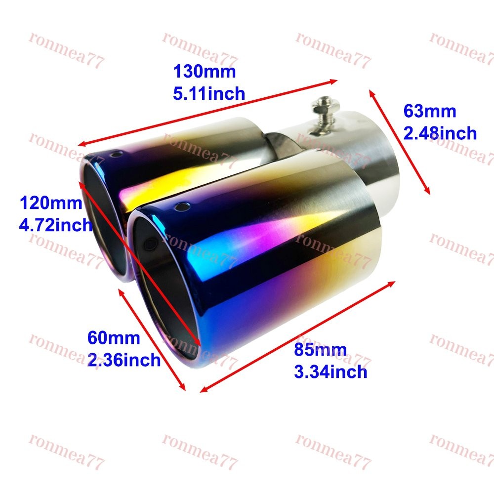 1PCS NEW Auto Dual Exhaust Pipe Tailpipe Stainless Steel Tail Muffler Tip Throat