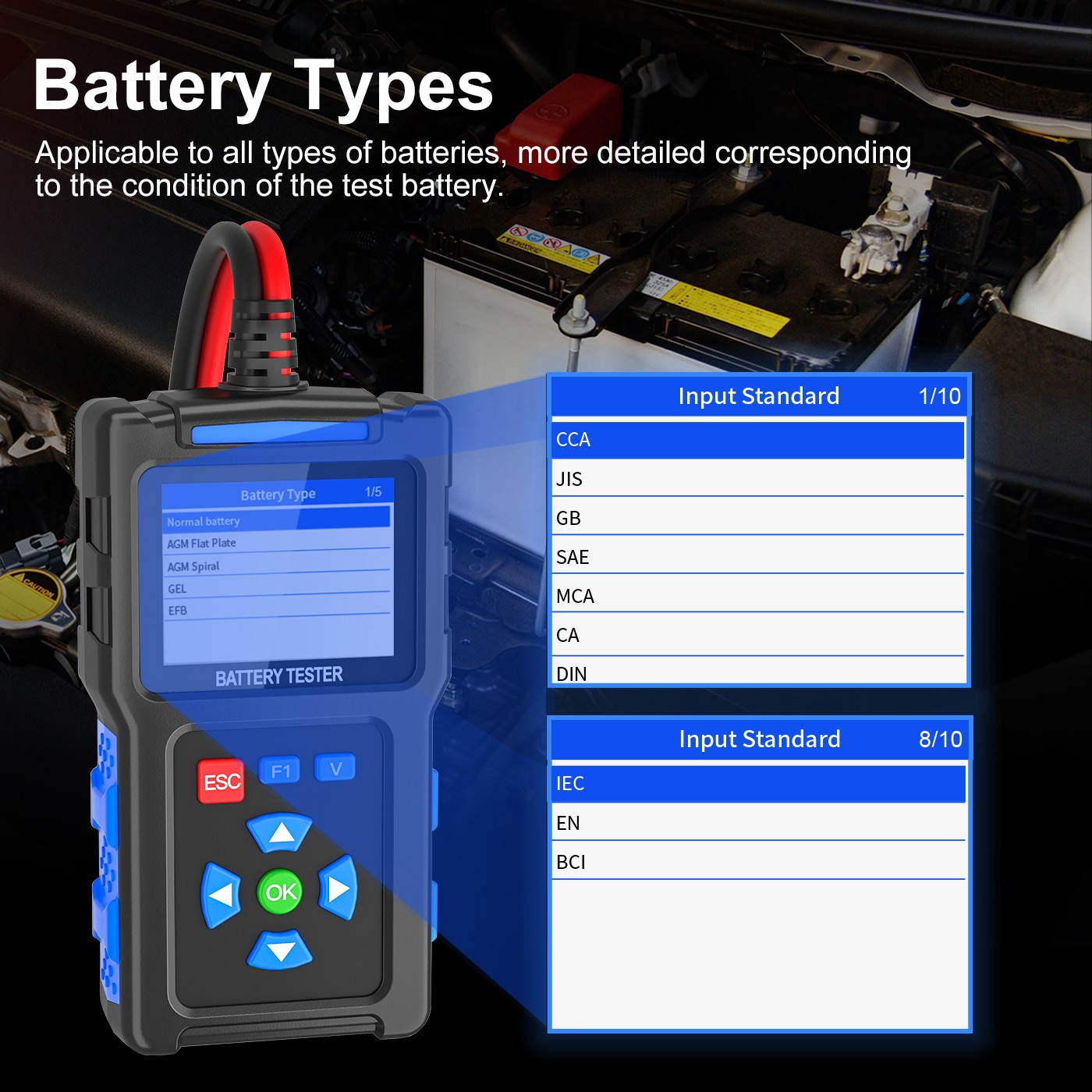 BT300 12V 24V Car Battery Tester Load Voltage Tester & Charging Analyzer 2000CCA