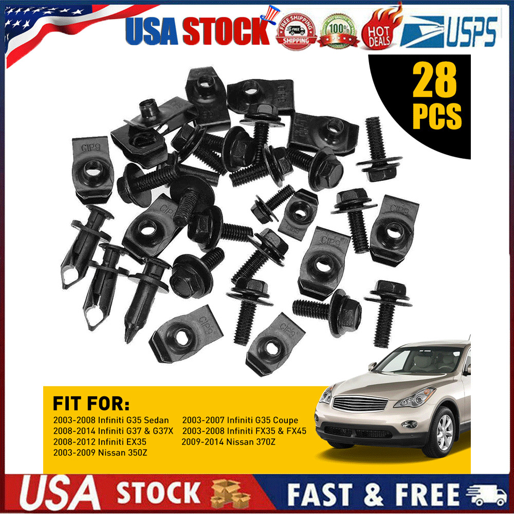 Engine Splash Shield Guard Bumper Hardware Kit Body Bolt Screw Clip Rivet U-nut