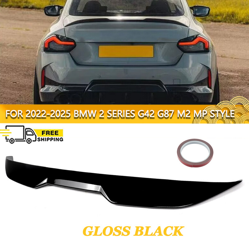 Gloss Black For 22-25 BMW 2 Series G42 G87 M2 M240i MP Style Rear Trunk Spoiler