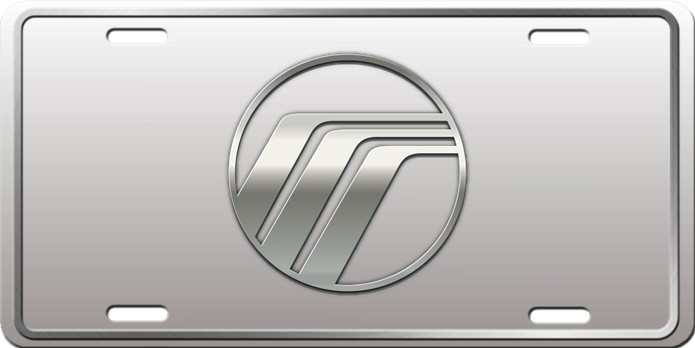 Lincoln Mercury Logo Metal Aluminum Vanity License plate Tag Silver White Gray