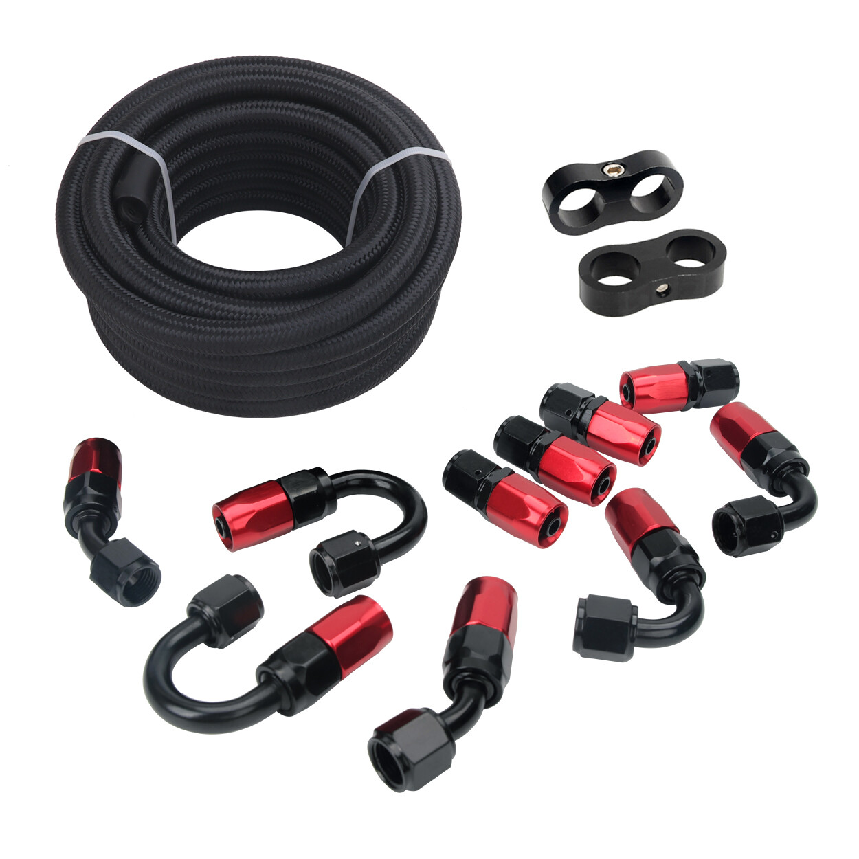 Fuel Line Kit Braided Nylon Fuel Hose 4AN 6AN 8AN 10AN CPE 10FT 20FT Black Red