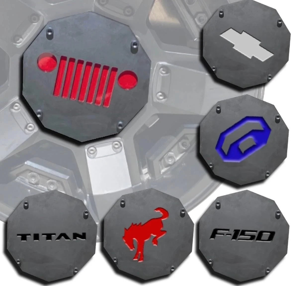 XD Rockstar 2 Custom Design Wheel Caps (Sports Team (Message Us), Red)
