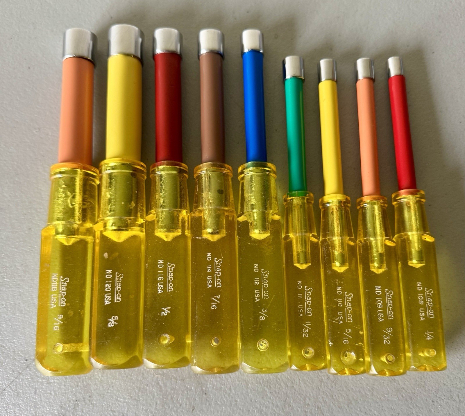 Snap-On Nut Driver Set 9 Piece Underlined Logo Vintage USA