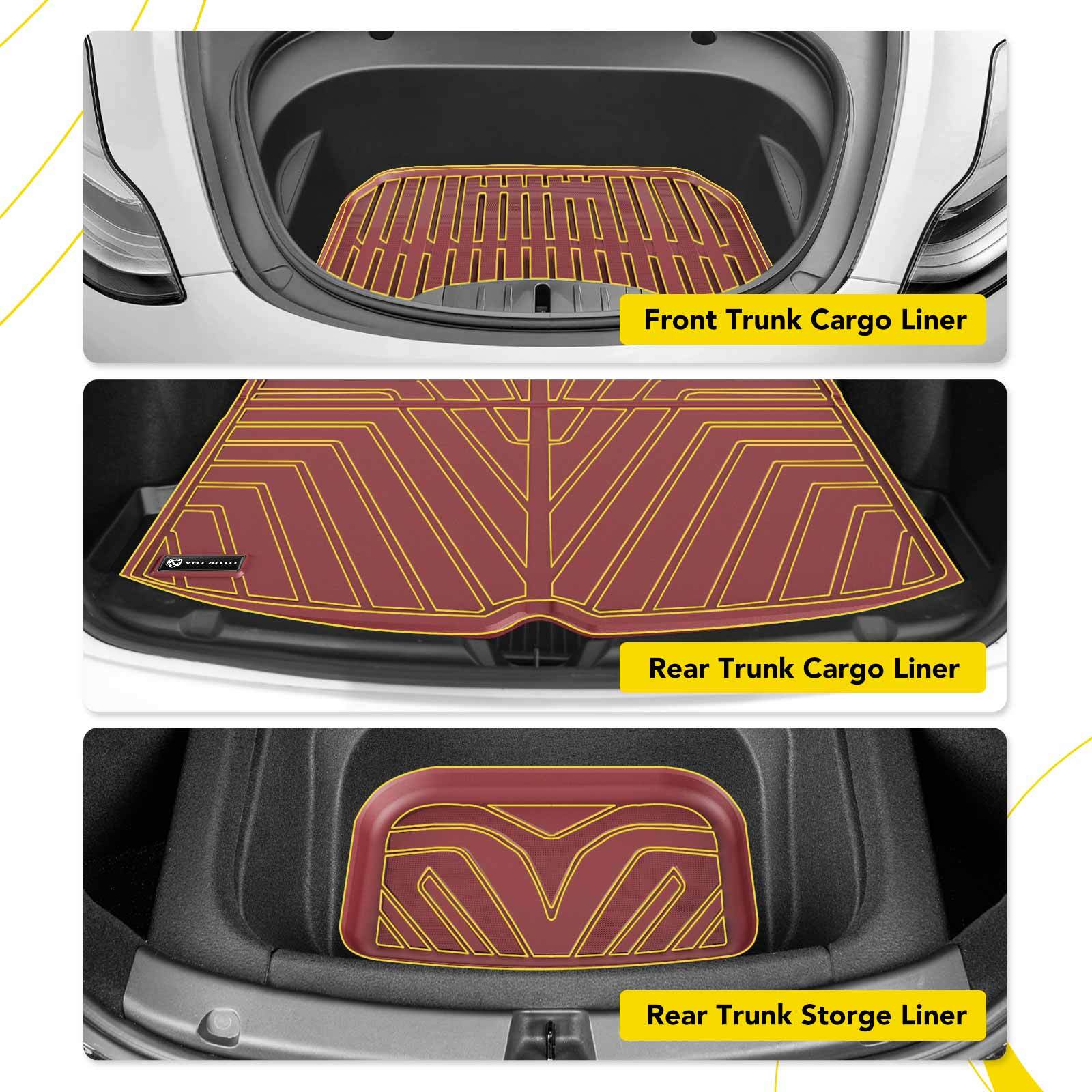 6Pcs Front and Rear Side Red Floor Mats Liners for Tesla Model Y 2020-2023 SUV