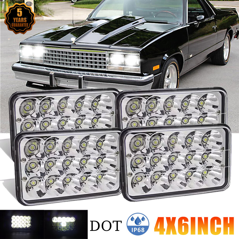 4PCS 4×6″ LED Headlights Hi/Lo For Chevrolet Monte Carlo SS 1980-1988 El Camino