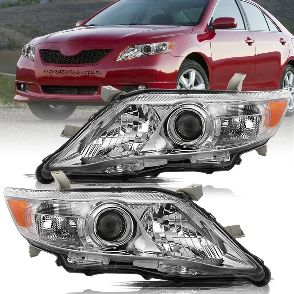 Headlights For 2010 2011 Toyota Camry LE SE XLE Chrome Headlamps Pair Left+Right