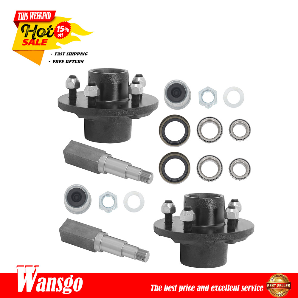 2-PACK For 5 x 4.5″ Trailer Hub Kit and 8.25″ Square #84 Spindle (6 pieces/set)