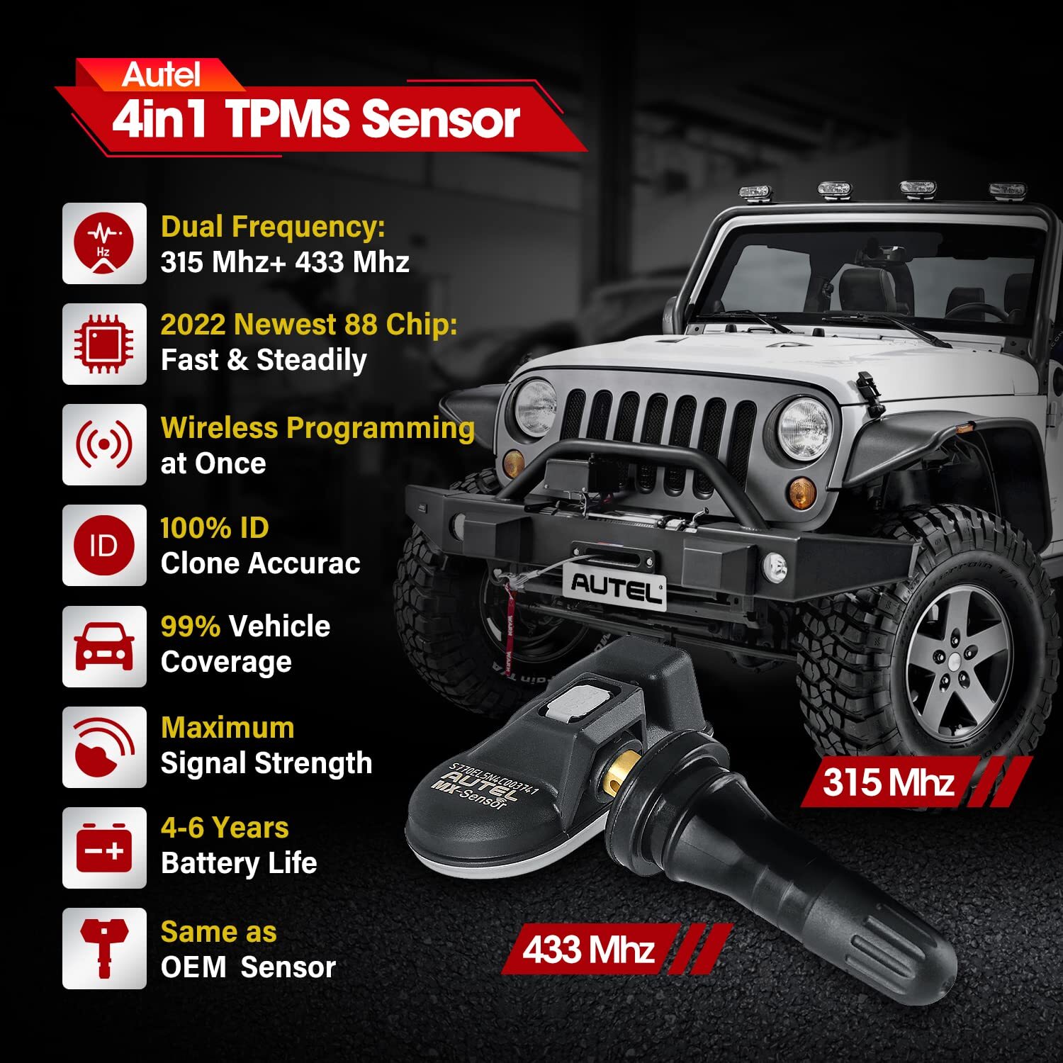 20pcs Autel MX-Sensor 2in1 Programmable TPMS Sensor Universal Tire Pressure Tool