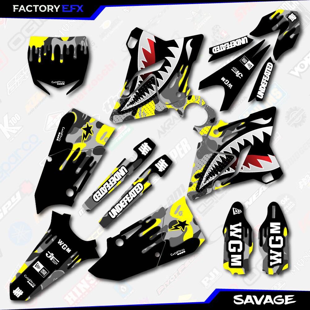 Gray & Yellow Savage Camo Graphics Kit fits 15-21 Yamaha YZ125 YZ250 YZ 125 250