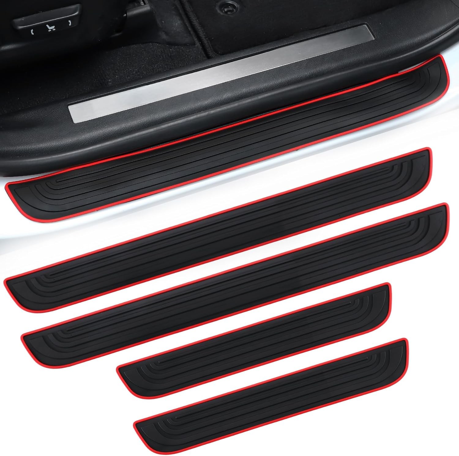 4x PVC Rubber For Hyundai Accessories Car Door Scuff Sill Cover Panel Protector