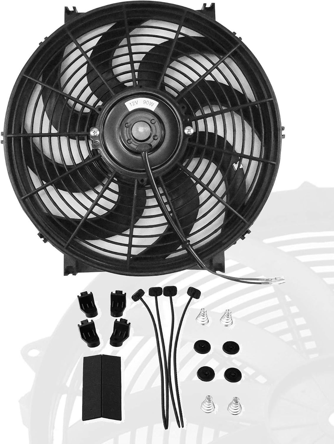 12″ inch Slim Fan Pull Electric Radiator Cooling Fans 12V Mount Kit Unversal …