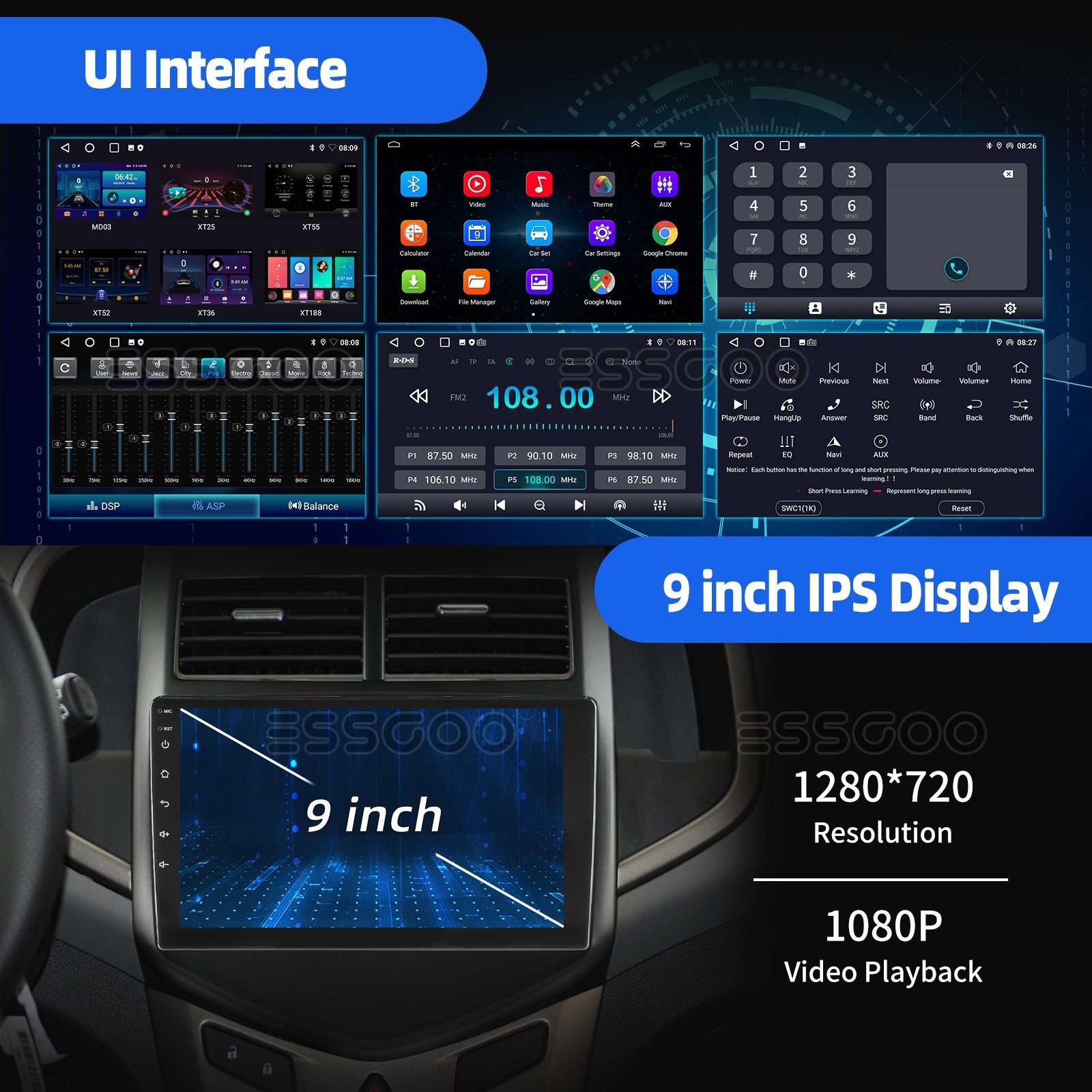 9″ For Chevrolet sonic Aveo 2011-2016 Car Stereo Radio GPS CarPlay 4+64GB Camera