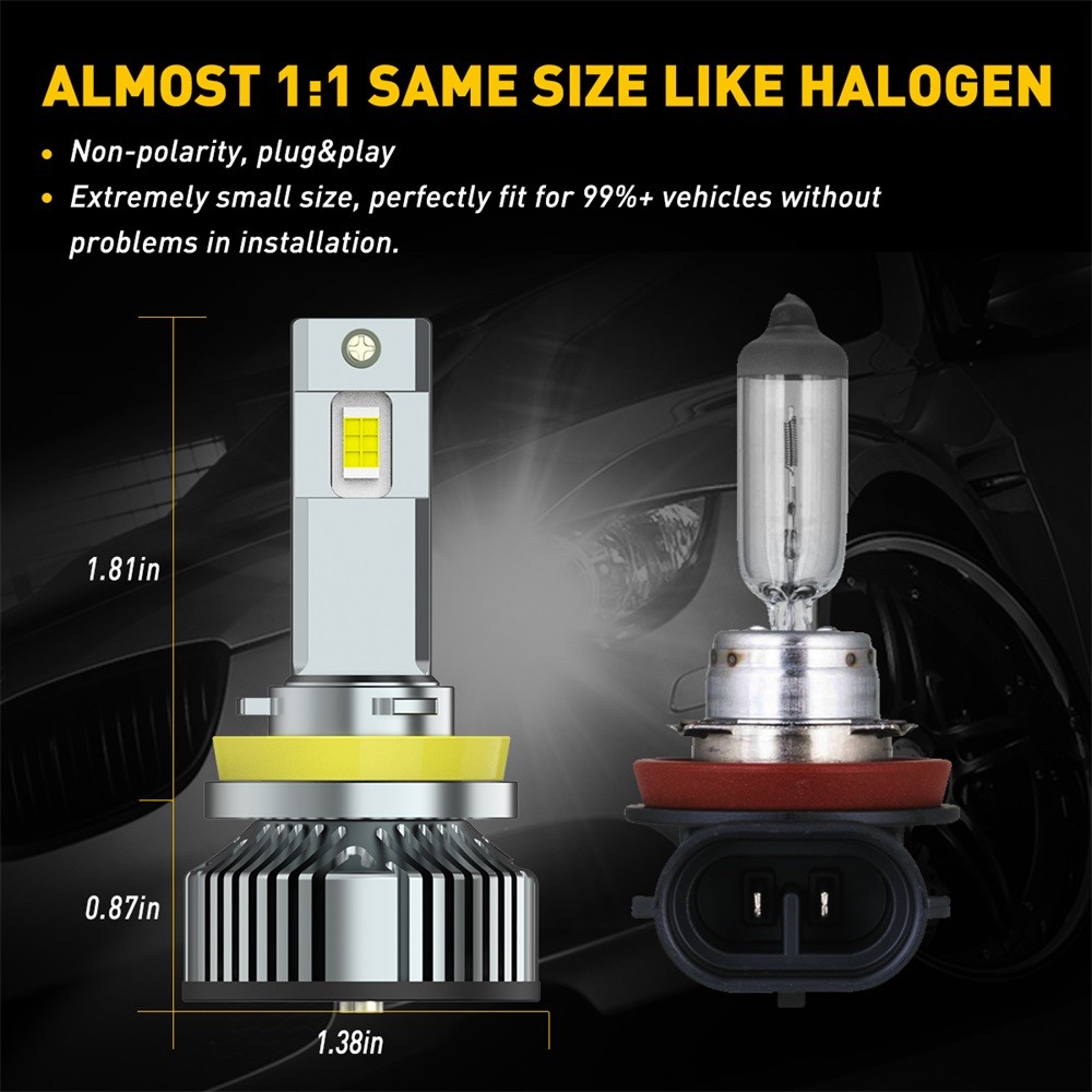AUXITO H11 LED Headlights Kit Beam Low Bulb Super Bright 6500K White 24000LM Y19