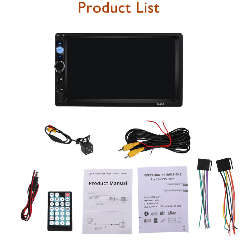 2DIN 7″ HD Car Stereo Radio MP5 Player Bluetooth Touch Screen With Rear Camera