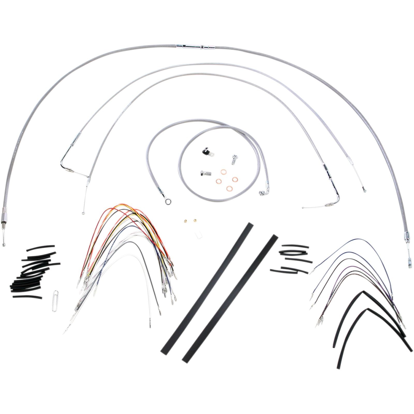 Complete SS Braided Cable/Brake Line Kit for 14″ Ape Hanger Handlebars B30-1052
