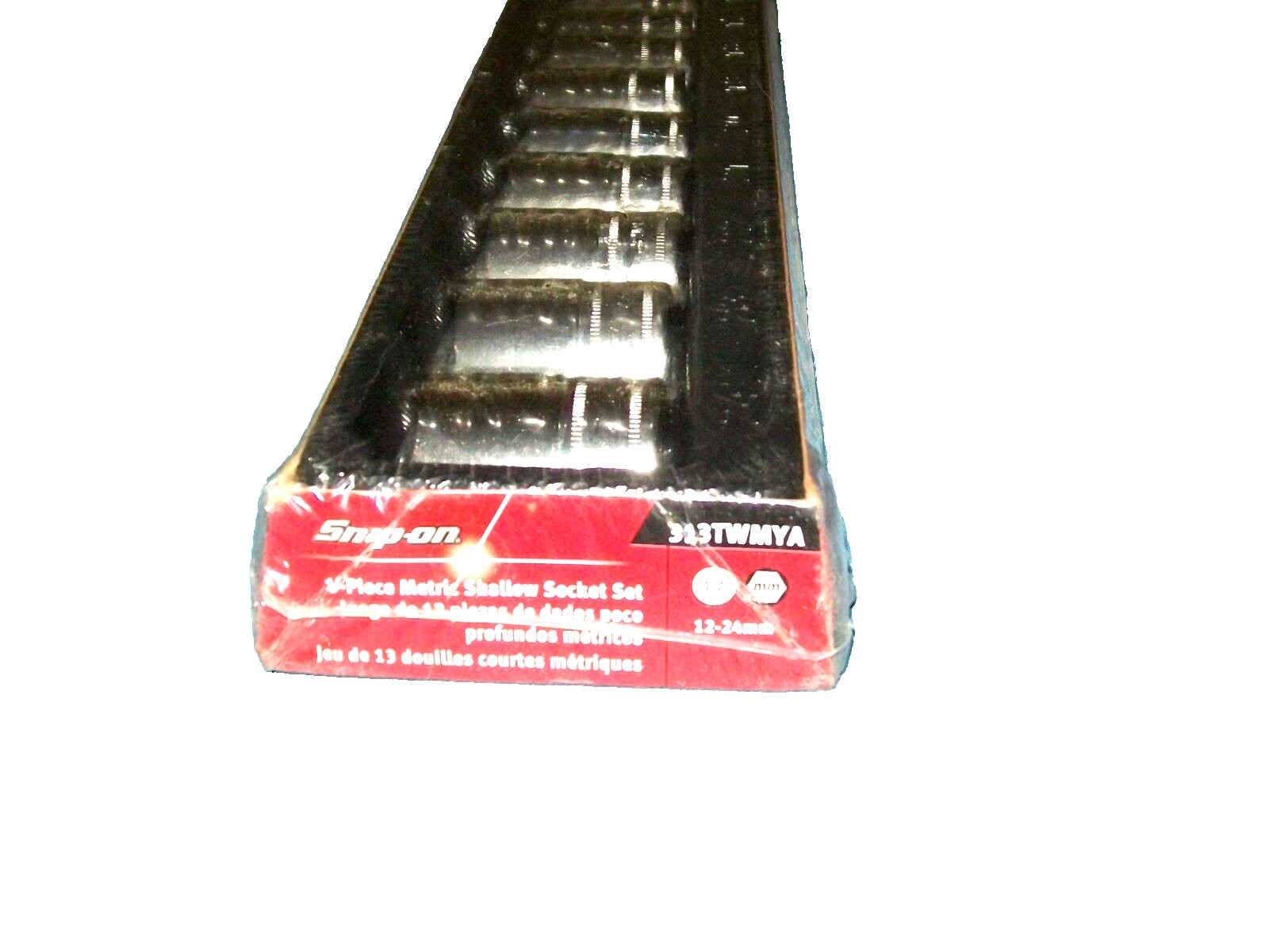 New Snap-on 1/2″ drive 12 thru 24 mm 6-point Shallow Socket Set 313TWMYA Sealed