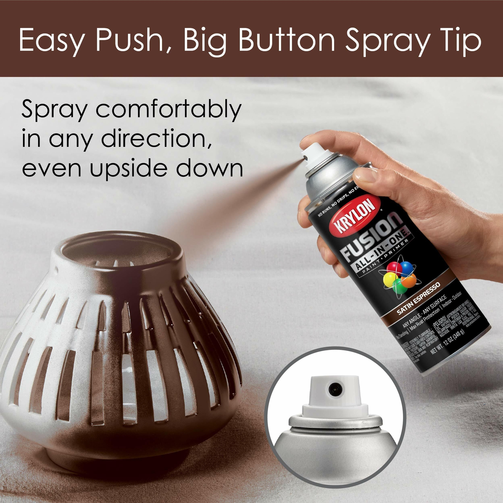 Krylon K02738007 Fusion All-In-One Spray Paintor Indoor/Outdoor Use, Satin Espre