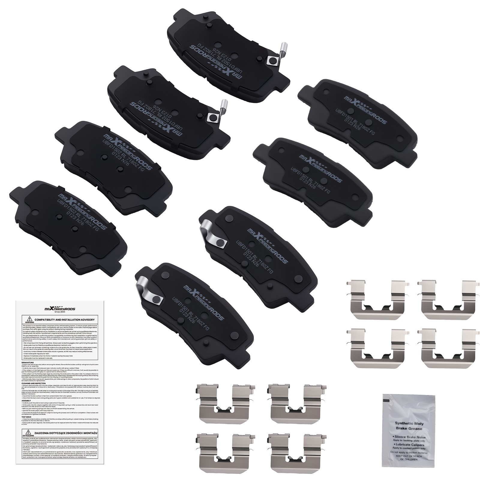 Front&Rear Ceramic Brake Pads Kit for Kia Forte5/Forte/Forte Koup 2014-2016