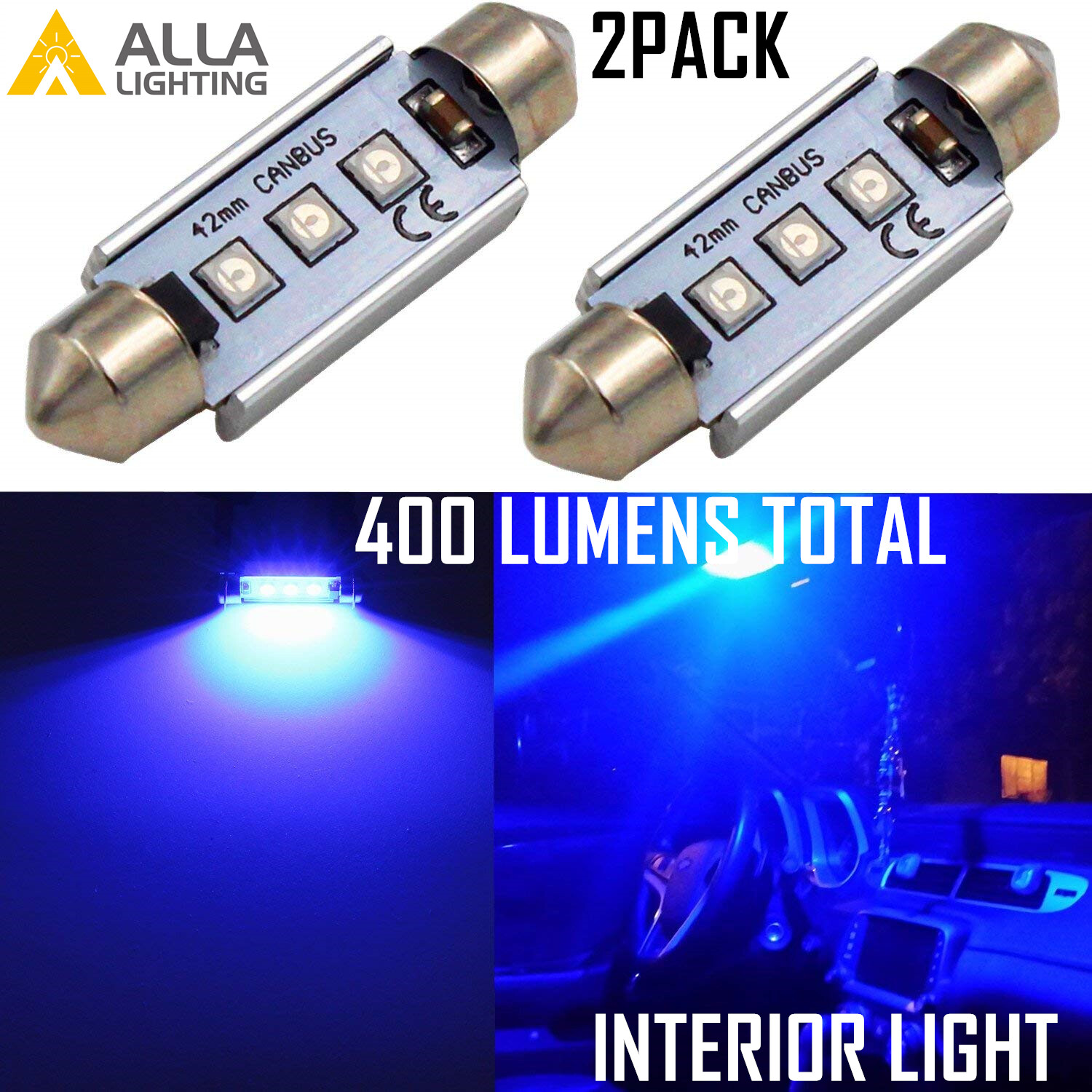 LED Blue 211-2 Interior Map Light Bulb|Dome Light Bulb|Courtesy Light Bulb Lamp