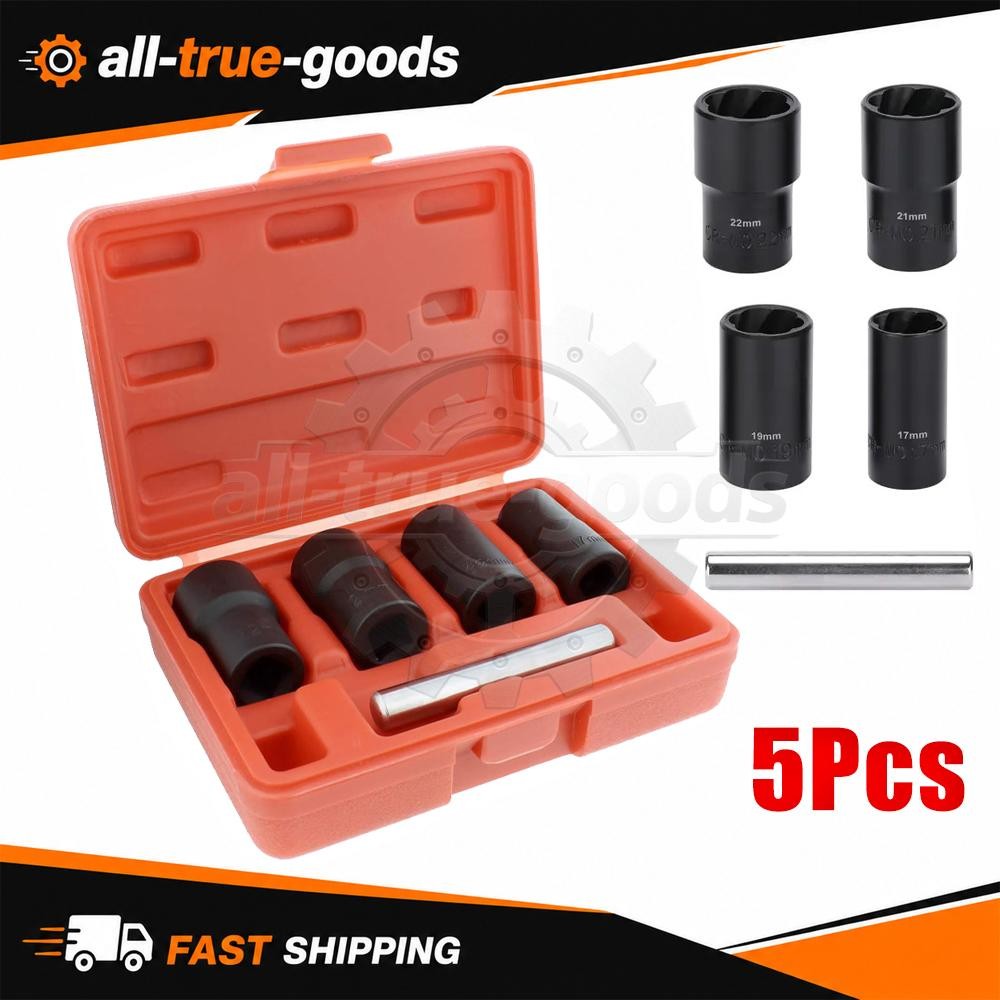 5Pcs Twist Socket 1/2” Drive For Wheel Lug Nut Damaged Removal and Extractor US