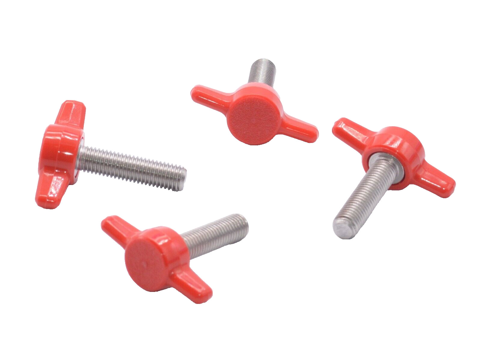 1/4″ – 28 Fine Thread x 3/4″ Thumb Screws Tee Wing Red Delrin SS 4 per package