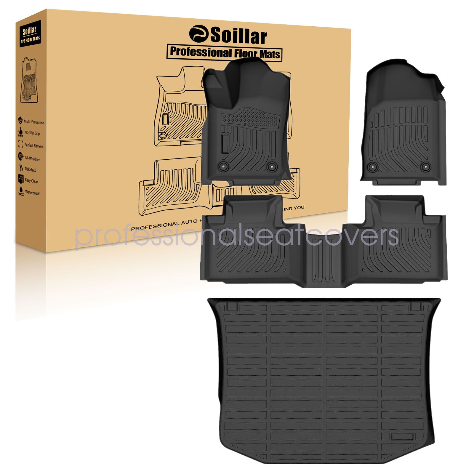 For 2011-2021 Jeep Grand Cherokee All Weather TPE Floor Mats Trunk Cargo Liner