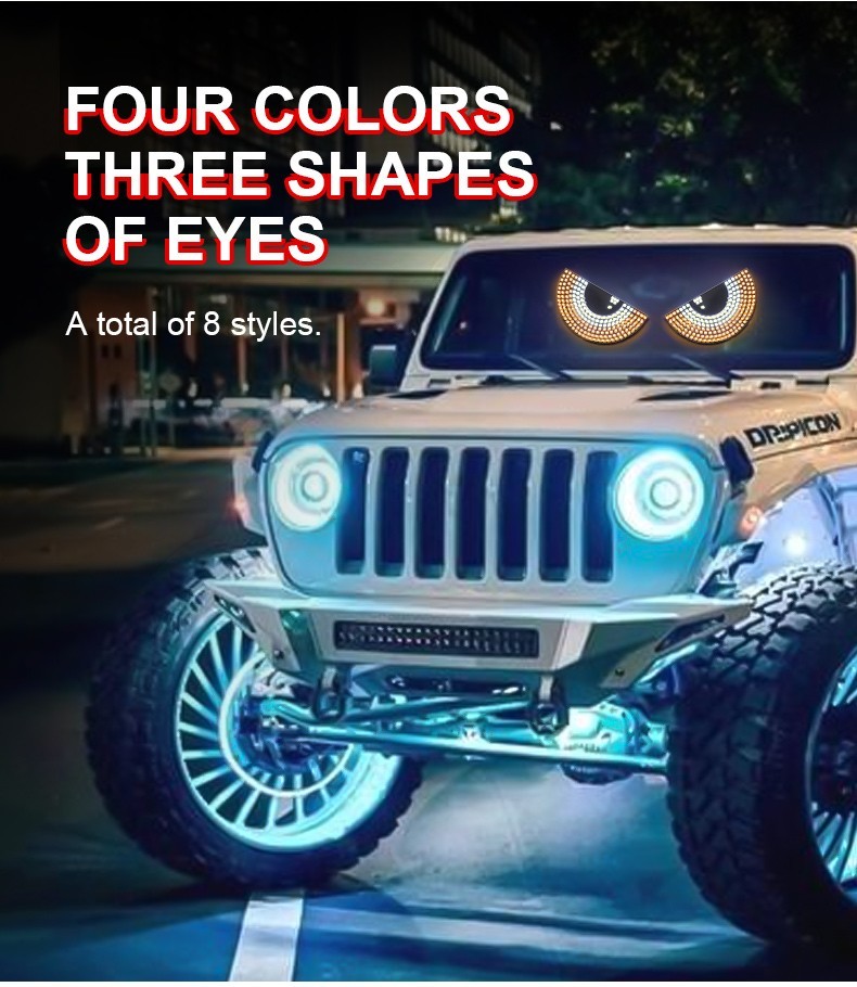 Front rear Led Windshield Display Animation Flashing Demon Eyes Dynamic Lights