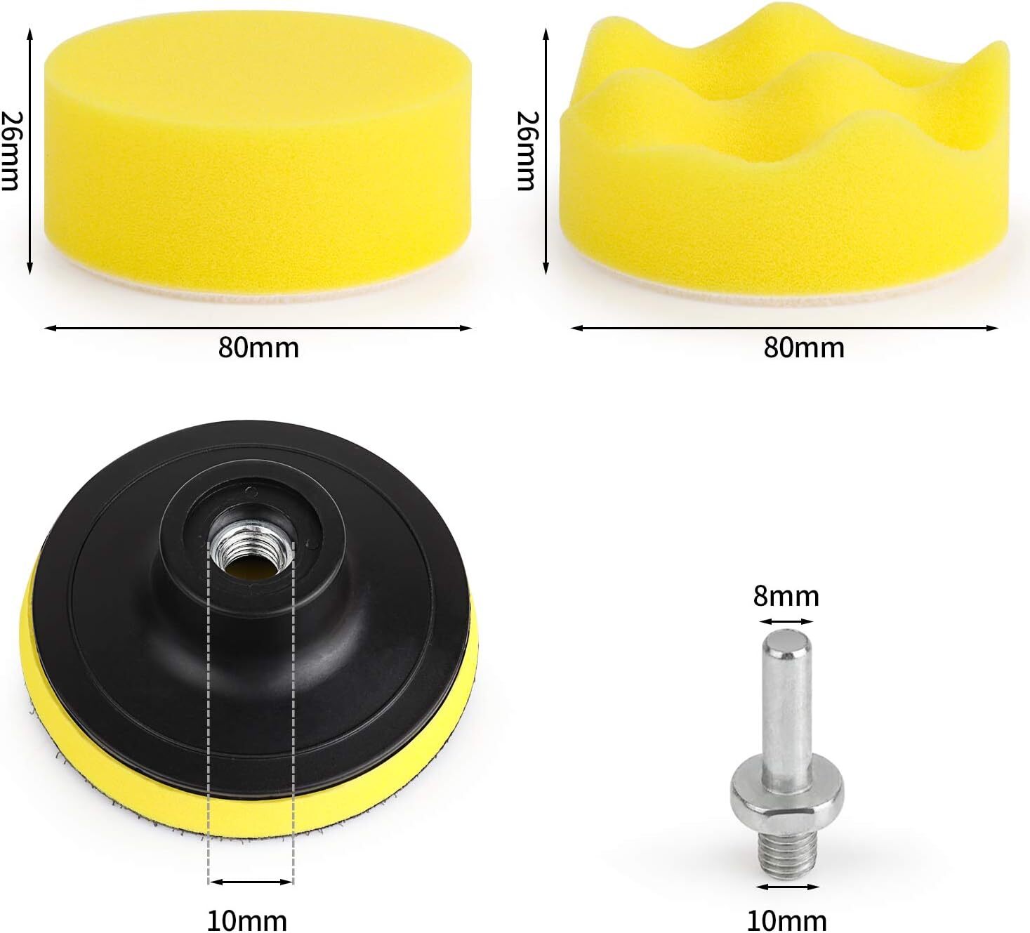 3″ Car Buffing Pads Polishing Sponge Set Waxing Foam Polisher Kit 22pc for Drill