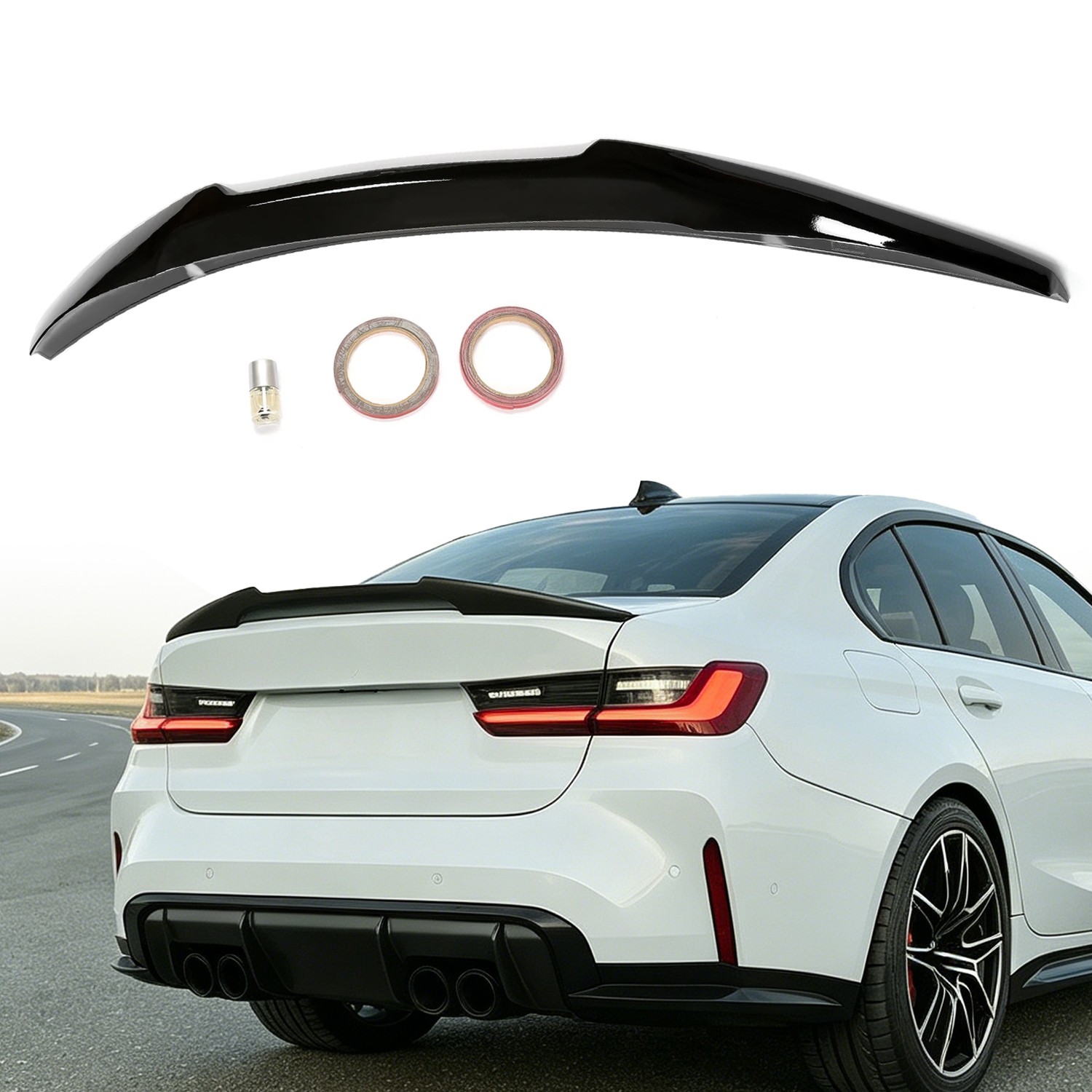 Rear Trunk Spoiler M4 Style Glossy Black For BMW G20 330i M340i G80 M3 2019-2025