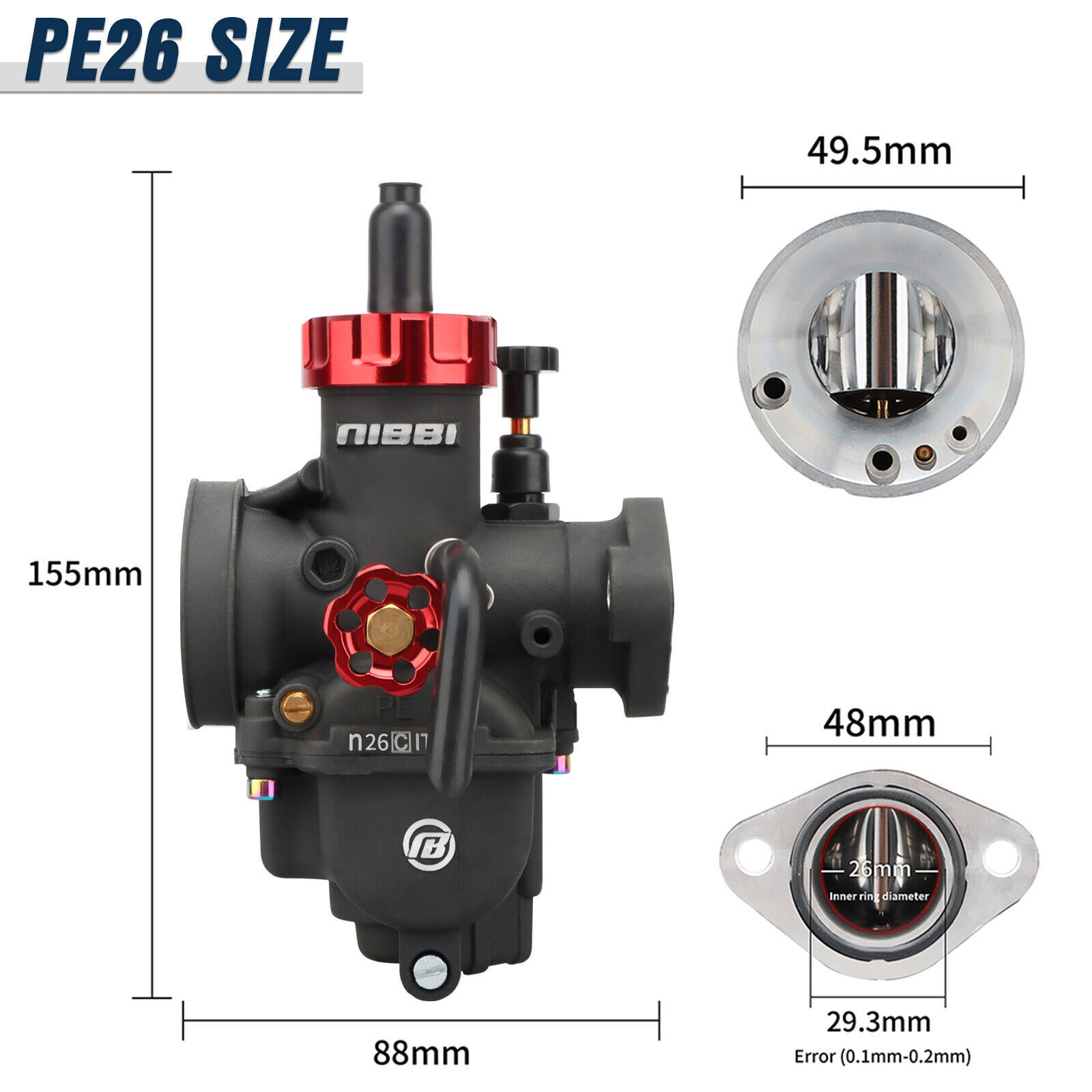 NIBBI PE 26mm Carburetor For Honda Recon Sportrax 250 TRX250 TE TM 16100-HM8-B41