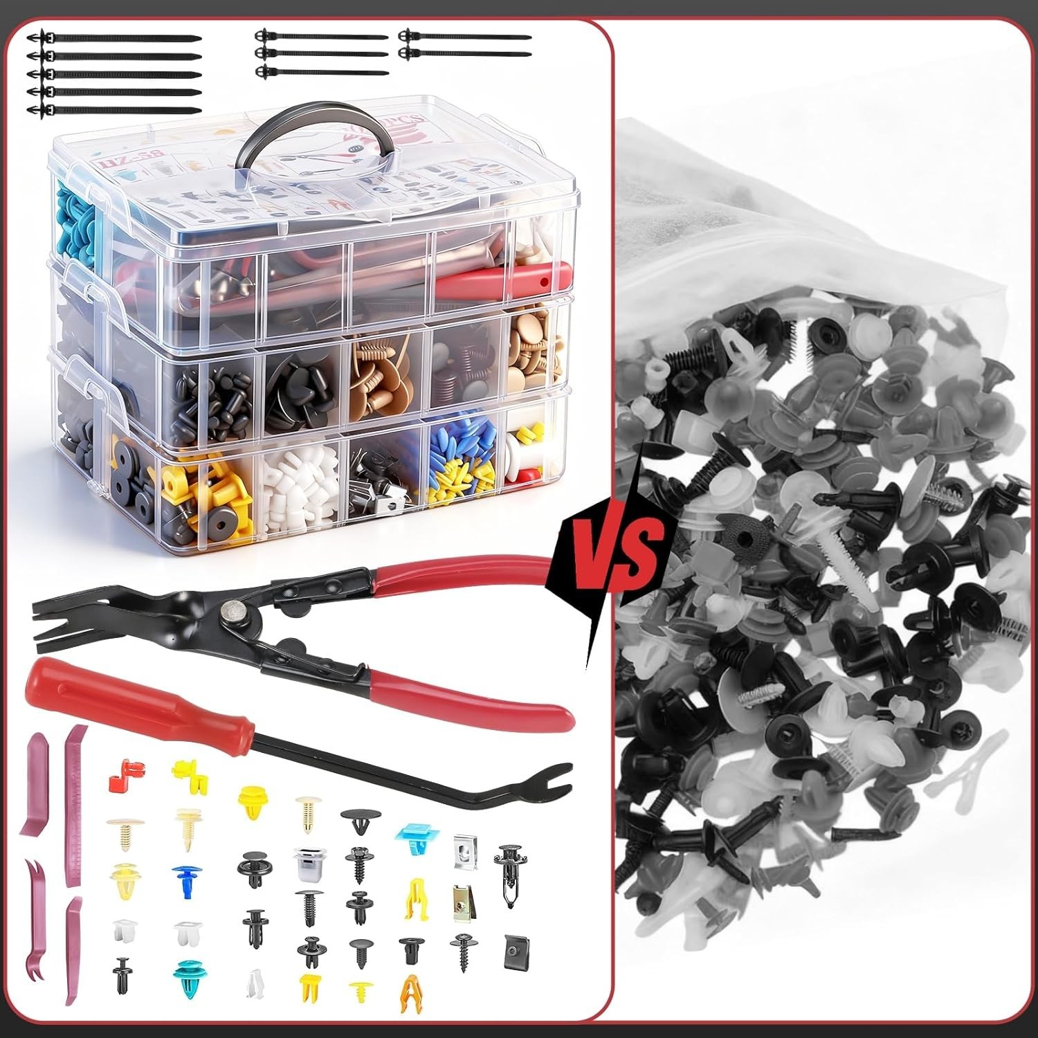 Comprehensive 2080PCS Auto Clip Kit with Organizer & Essential Tools for Repairs