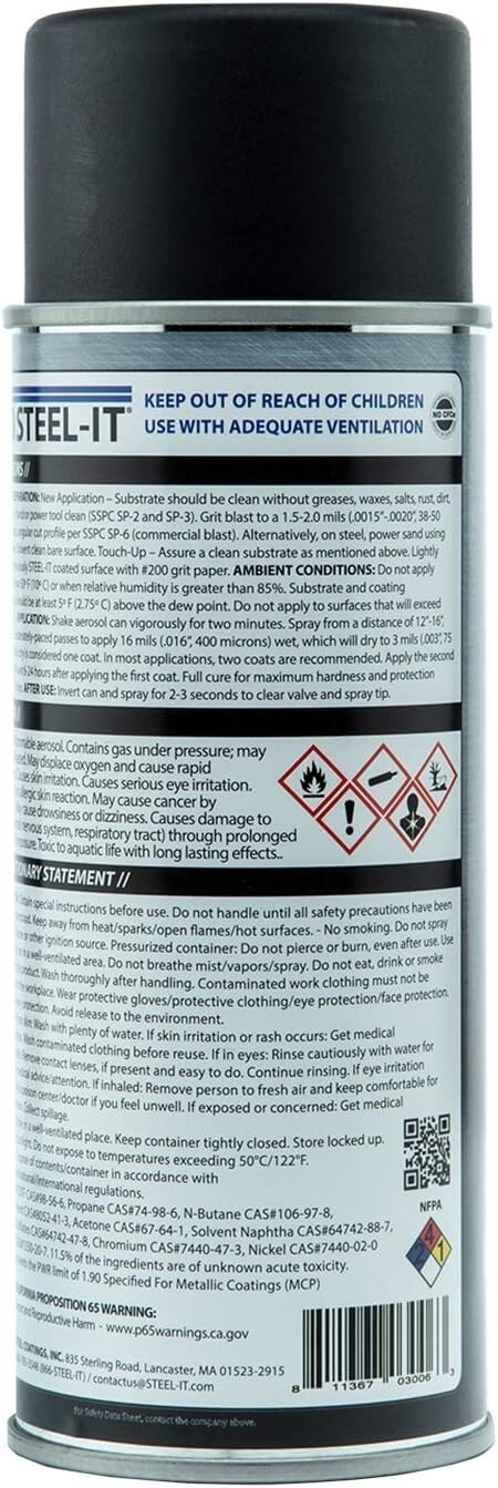Steel-it 1012B Black Polyurethane Stainless Steel Spray 14oz Can Pack of 2