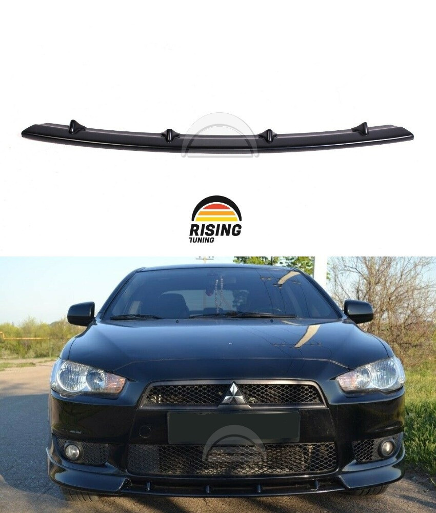 Lip spoiler for Mitsubishi Lancer X 07-12 Central Insert between fangs bumper
