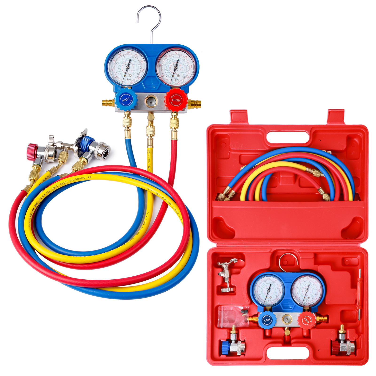 HVAC A/C Freon Refrigeration Pressure Guage Manifold Gauge Set Air Conditioner