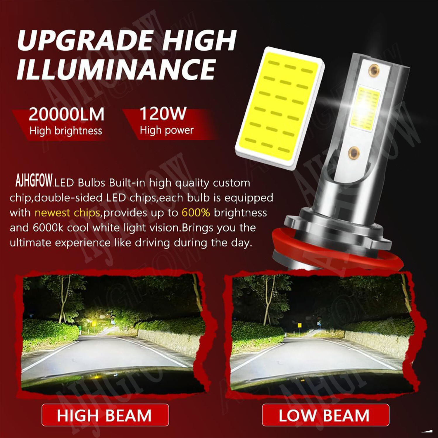 9005+9006 Combo LED Headlight 240W 60000LM High/Low Beam 6000K White 4 Bulbs Kit