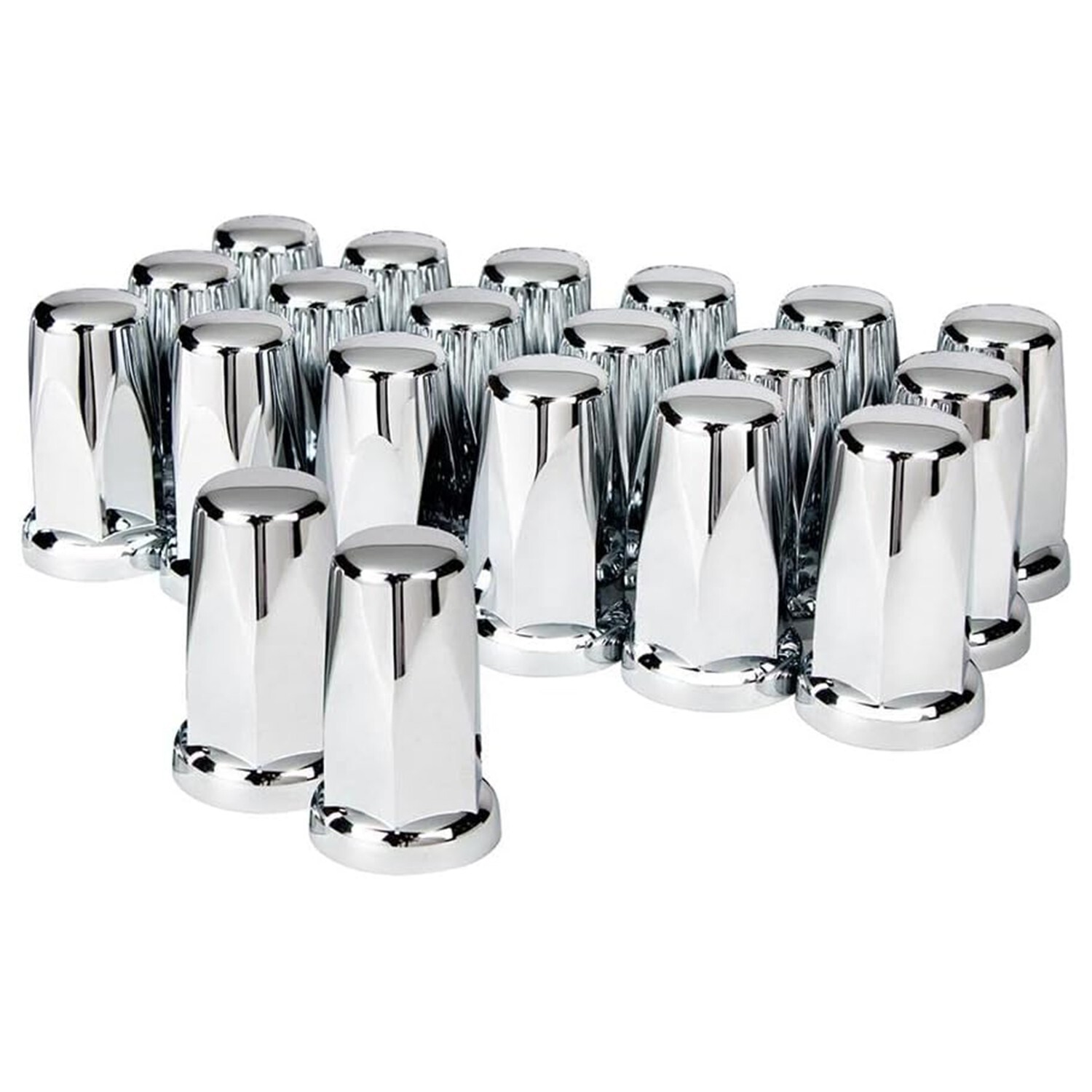 20PCS Chrome Plastic 33mm x 3-1/4” Top Flat Push On Wheel Lug Nut Covers Semi